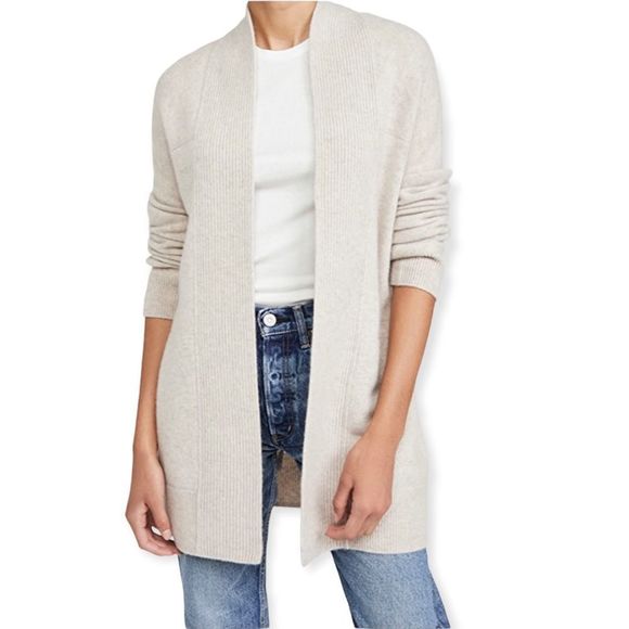 Vince Sweaters - Vince Mid Length Rib Trim Cashmere Cardigan Size Small